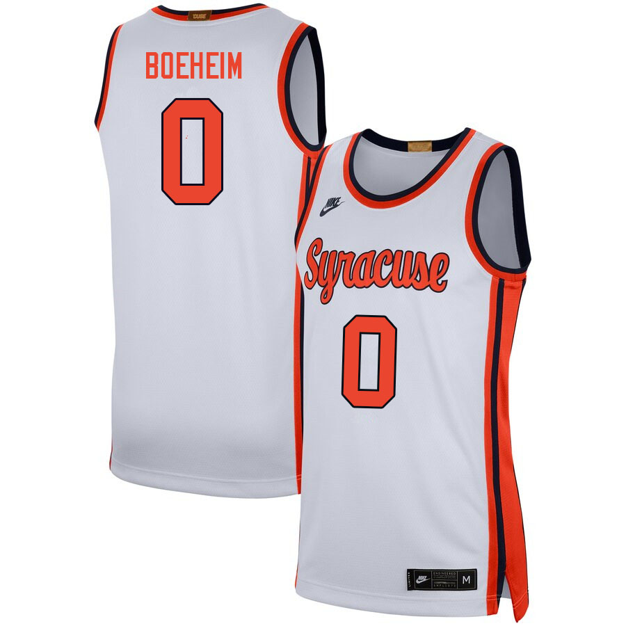 Men #0 Jimmy Boeheim Syracuse Orange College Basketball Jerseys Sale-White